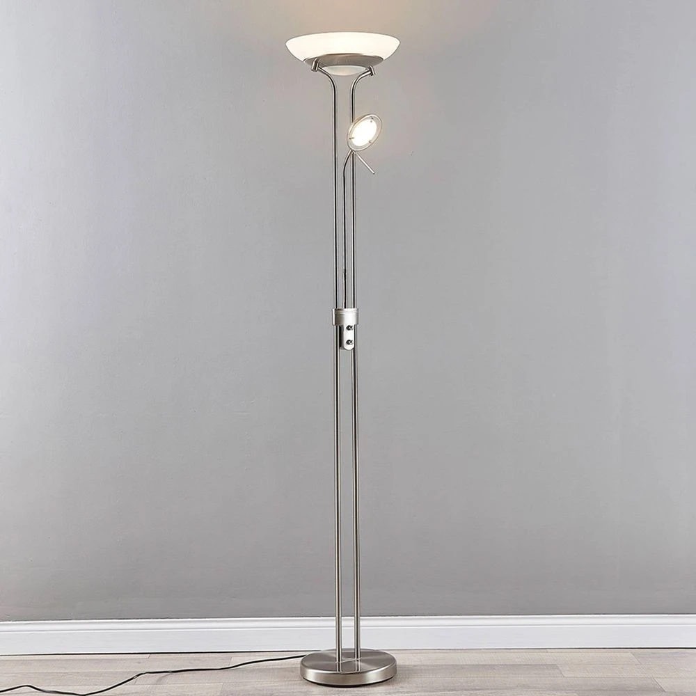 Yveta Lámpara De Pie Nickel/White - Lindby 4 Yveta Lámpara De Pie Nickel/White - Lindby - Imagen 4