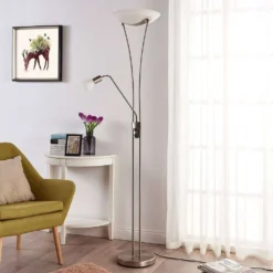 Felicia Lámpara De Pie Nickel/White - Lindby -Ofertas Flos Tienda 42510965325933