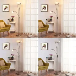 Felicia Lámpara De Pie Nickel/White - Lindby -Ofertas Flos Tienda 42510965325935