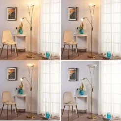 Felicia Lámpara De Pie Brass/White - Lindby -Ofertas Flos Tienda 42510965326163