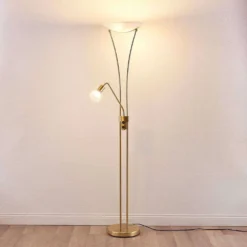 Felicia Lámpara De Pie Brass/White - Lindby -Ofertas Flos Tienda 42510965326164