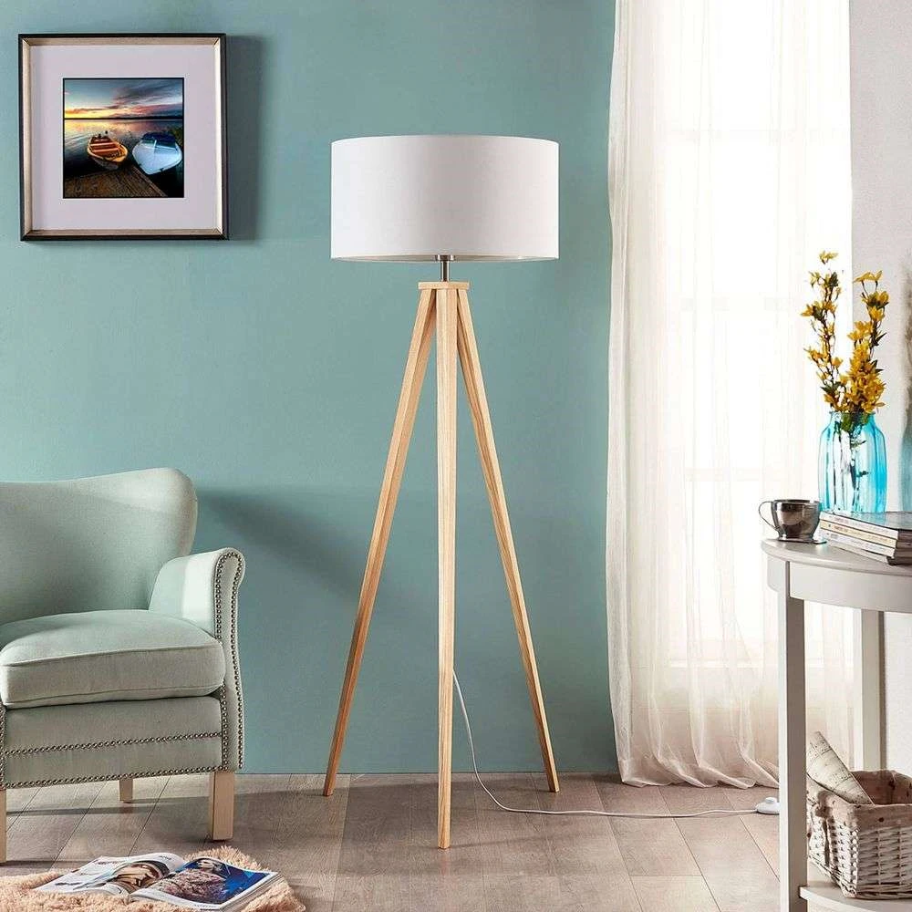 Mya Lámpara De Pie White/wood - Lindby 2 Mya Lámpara De Pie White/wood - Lindby - Imagen 2