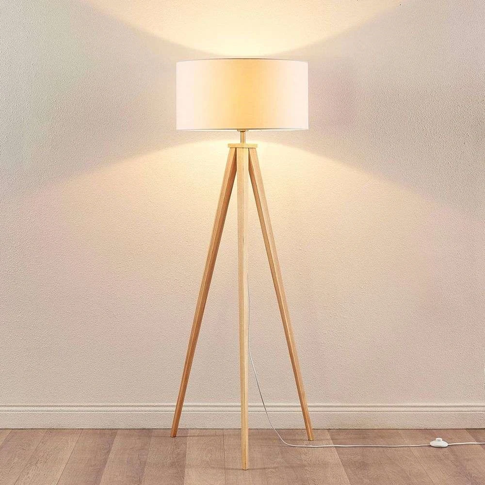 Mya Lámpara De Pie White/wood - Lindby 3 Mya Lámpara De Pie White/wood - Lindby - Imagen 3