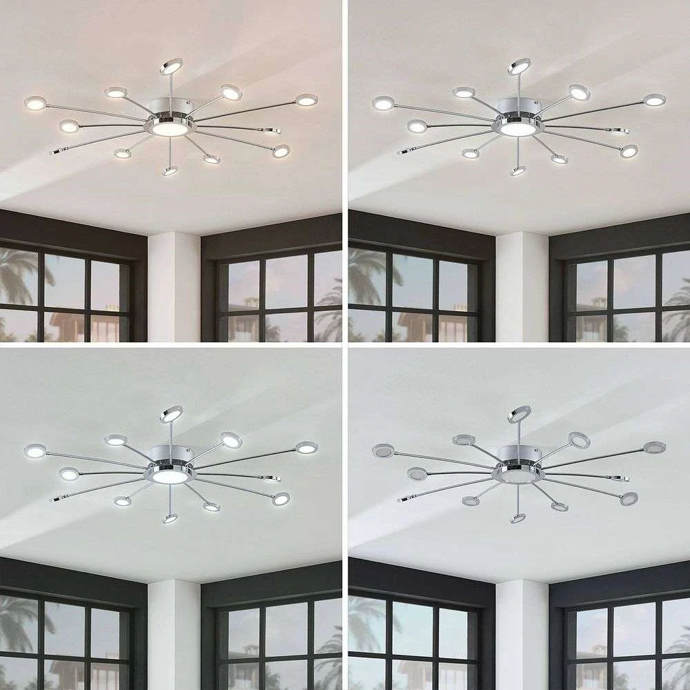 Meru Lámpara De Techo Ø100 Chrome/White - Lindby 2 Meru Lámpara De Techo Ø100 Chrome/White - Lindby - Imagen 2