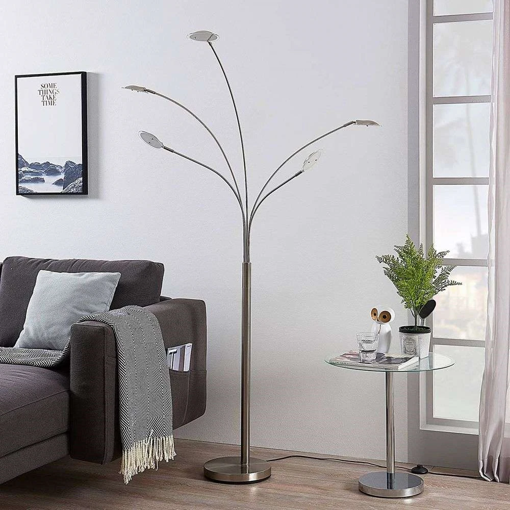 Anea 5 Lámpara De Pie Nickel/White - Lindby 2 Anea 5 Lámpara De Pie Nickel/White - Lindby - Imagen 2