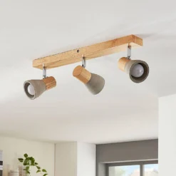 Filiz 3 Lámpara De Techo Concrete/Wood - Lindby 8 Filiz 3 Lámpara De Techo Concrete/Wood - Lindby -Ofertas Flos Tienda 42510965488223