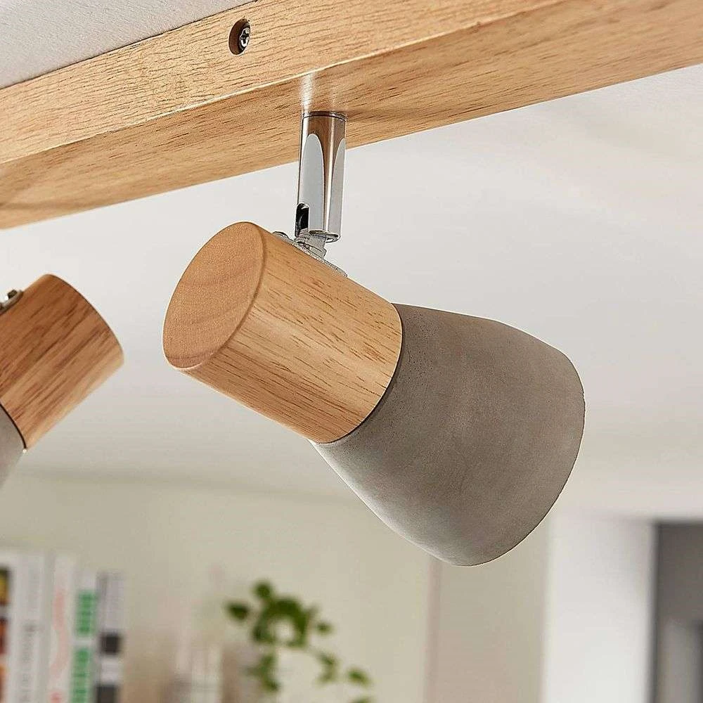 Filiz 3 Lámpara De Techo Concrete/Wood - Lindby 6 Filiz 3 Lámpara De Techo Concrete/Wood - Lindby - Imagen 6