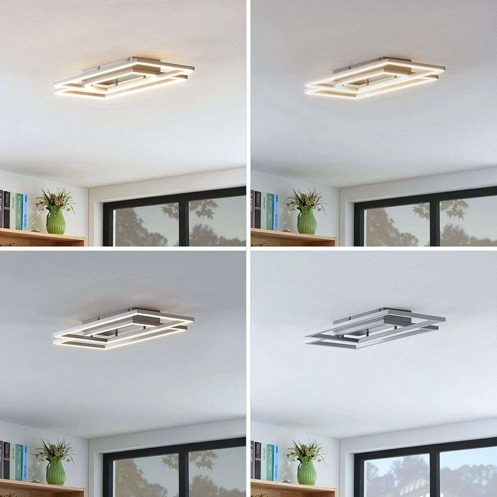 Quadra Lámpara De Techo Dim. S Steel/White - Lucande 2 Quadra Lámpara De Techo Dim. S Steel/White - Lucande - Imagen 2