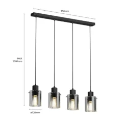 Kourtney Lámpara Colgante Black/Smoke - Lindby 11 Kourtney Lámpara Colgante Black/Smoke - Lindby -Ofertas Flos Tienda 42510965852096