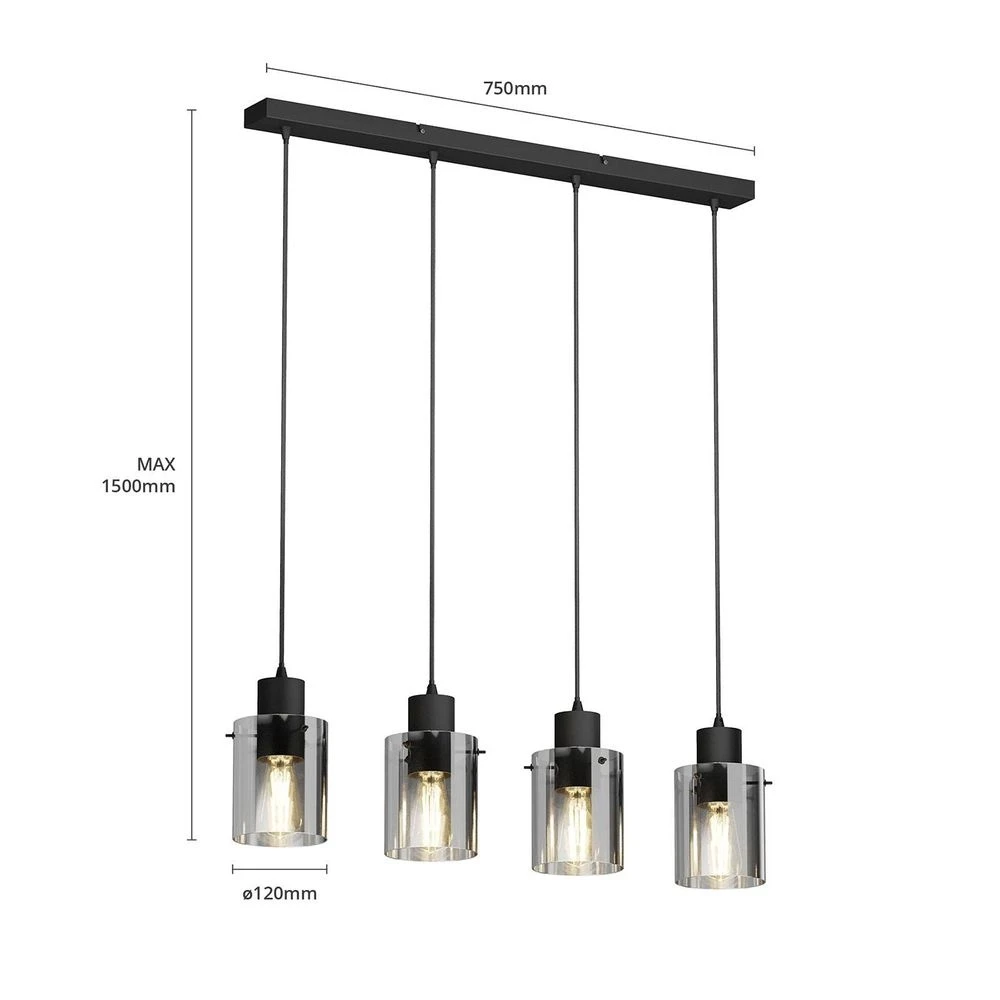 Kourtney Lámpara Colgante Black/Smoke - Lindby 6 Kourtney Lámpara Colgante Black/Smoke - Lindby - Imagen 6