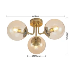 Arnella Lámpara De Techo Antique Brass/Amber - Lindby -Ofertas Flos Tienda 42519117039623