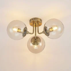 Arnella Lámpara De Techo Antique Brass/Amber - Lindby -Ofertas Flos Tienda 42519117039624