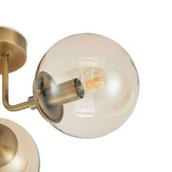 Arnella Lámpara De Techo Antique Brass/Amber - Lindby -Ofertas Flos Tienda 42519117039626
