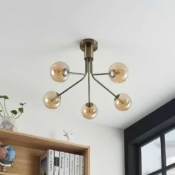 Wynina 5 Lámpara De Techo Brass/Amber - Lucande -Ofertas Flos Tienda 42519117044883