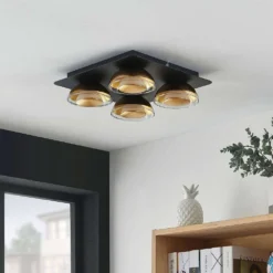 Erin Lámpara De Techo Black/Gold - Lindby -Ofertas Flos Tienda 42519117086463