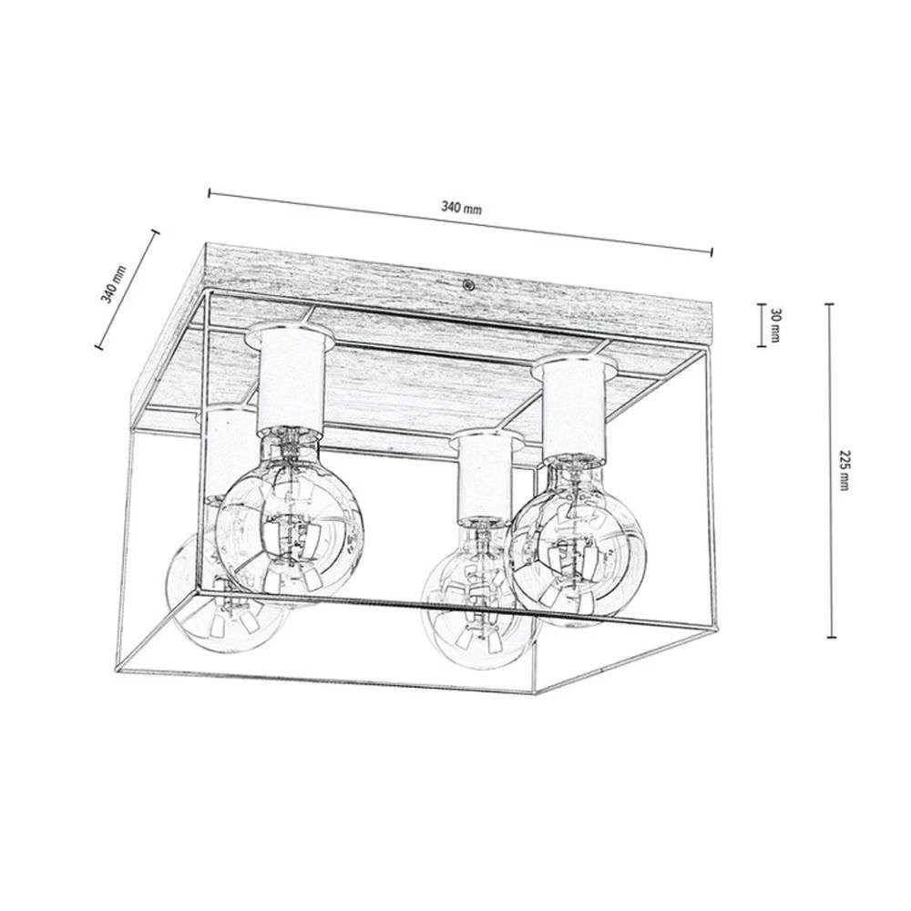 Gretter 4 Lámpara De Techo Wood/Black - Envostar 2 Gretter 4 Lámpara De Techo Wood/Black - Envostar - Imagen 2