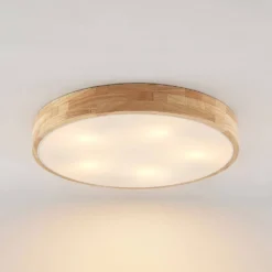 Tanju Lámpara De Techo Ø60 Wood/White - Lindby -Ofertas Flos Tienda 42519117290615