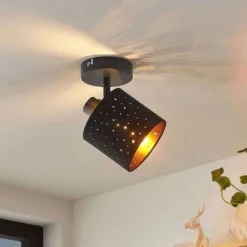 Darima 1 Lámpara De Techo Black/Gold - Lindby -Ofertas Flos Tienda 42519117311253