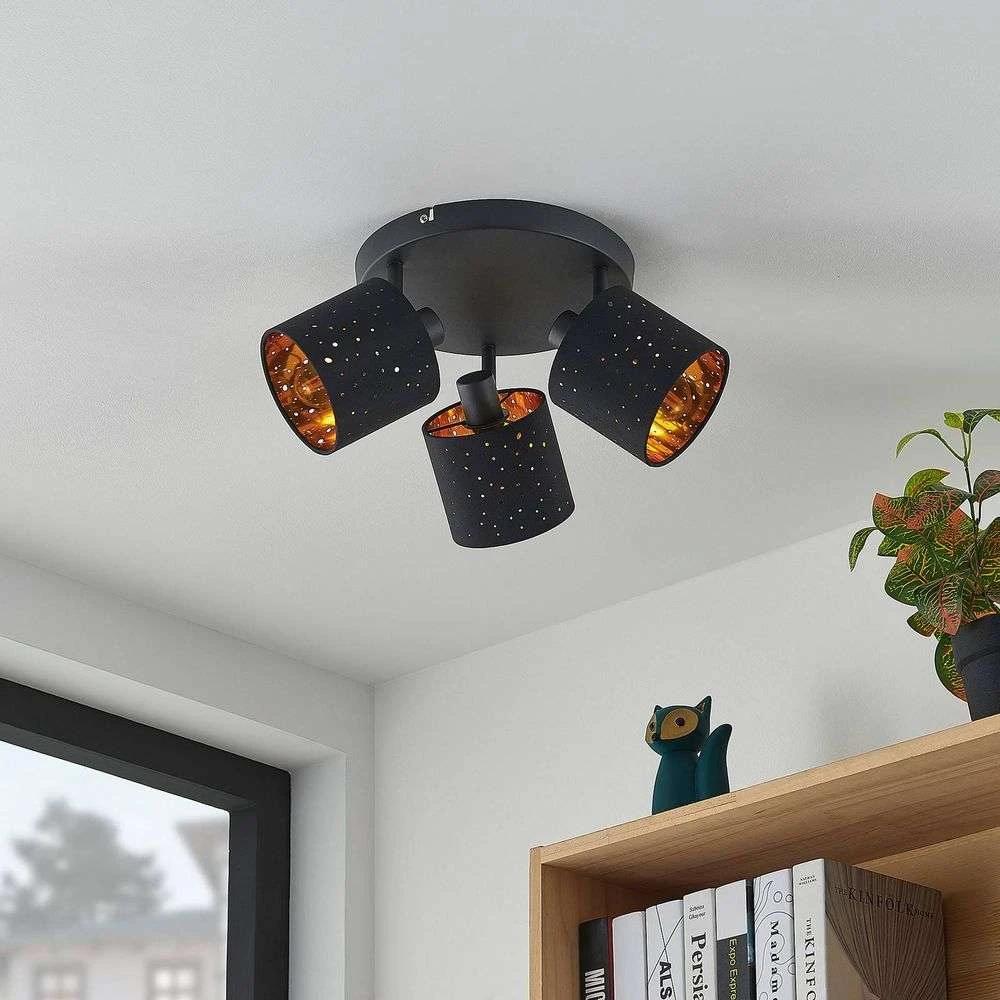 Darima 3 Round Lámpara De Techo Black/Gold - Lindby 3 Darima 3 Round Lámpara De Techo Black/Gold - Lindby - Imagen 3