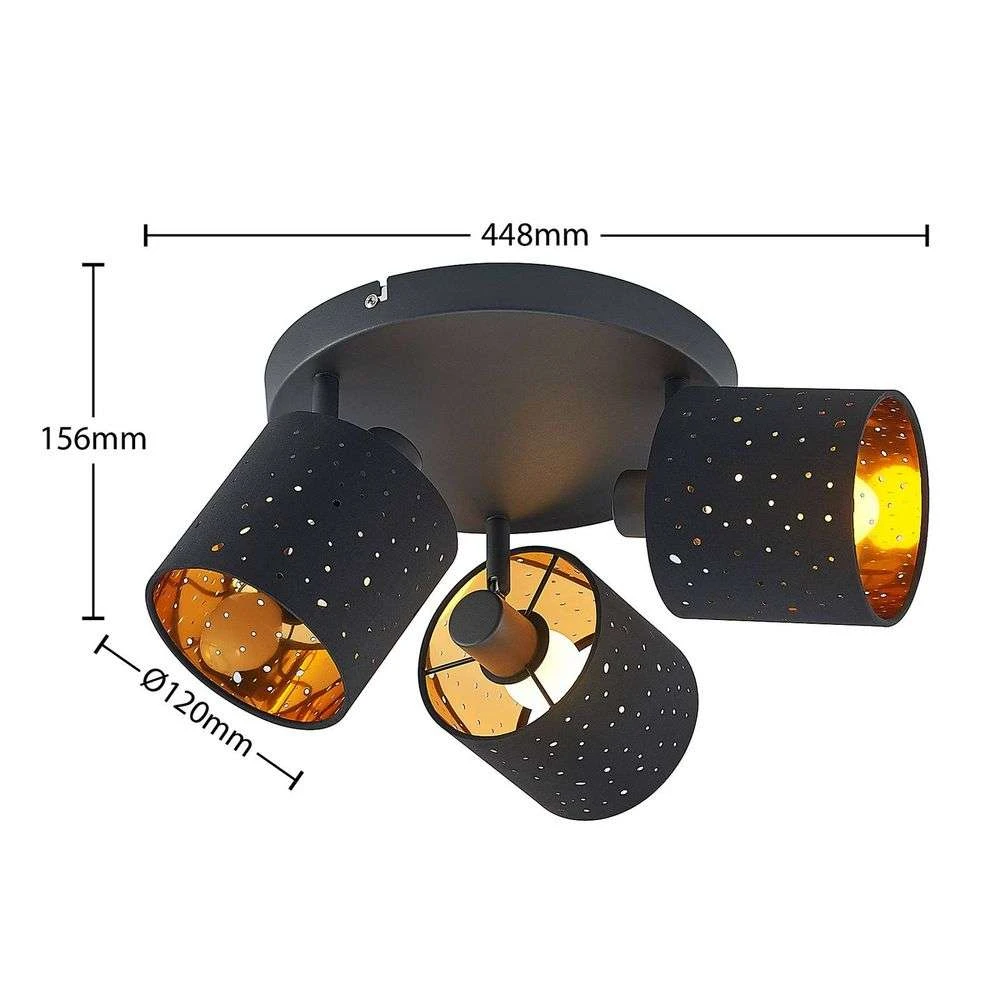 Darima 3 Round Lámpara De Techo Black/Gold - Lindby 4 Darima 3 Round Lámpara De Techo Black/Gold - Lindby - Imagen 4