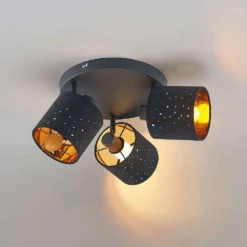 Darima 3 Round Lámpara De Techo Black/Gold - Lindby 10 Darima 3 Round Lámpara De Techo Black/Gold - Lindby -Ofertas Flos Tienda 42519117311705