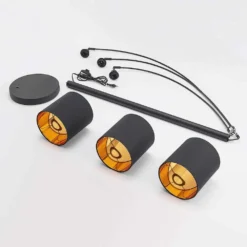 Nanika Lámpara De Pie Black/Gold - Lindby -Ofertas Flos Tienda 42519117326654