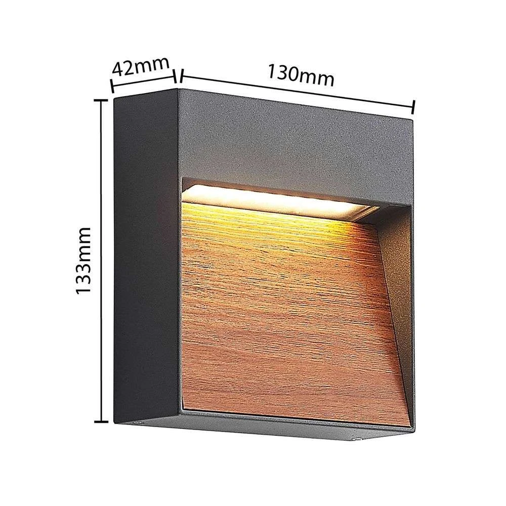 Sylvett LED Aplique Exterior Dark Grey/Dark Wood - Lucande 2 Sylvett LED Aplique Exterior Dark Grey/Dark Wood - Lucande - Imagen 2