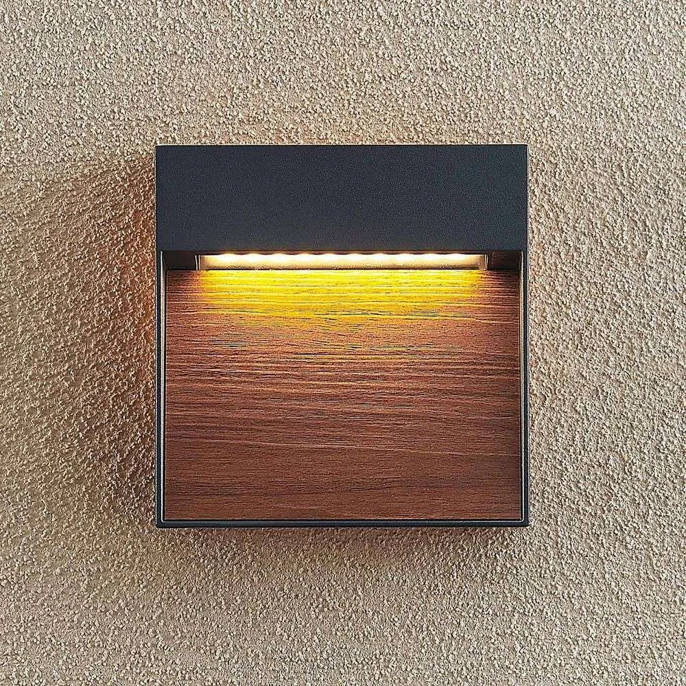 Sylvett LED Aplique Exterior Dark Grey/Dark Wood - Lucande 3 Sylvett LED Aplique Exterior Dark Grey/Dark Wood - Lucande - Imagen 3