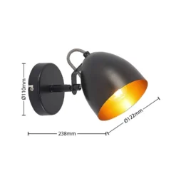 Fintja Aplique De Pared Hardwired Black/Gold - Lindby -Ofertas Flos Tienda 42519117448114