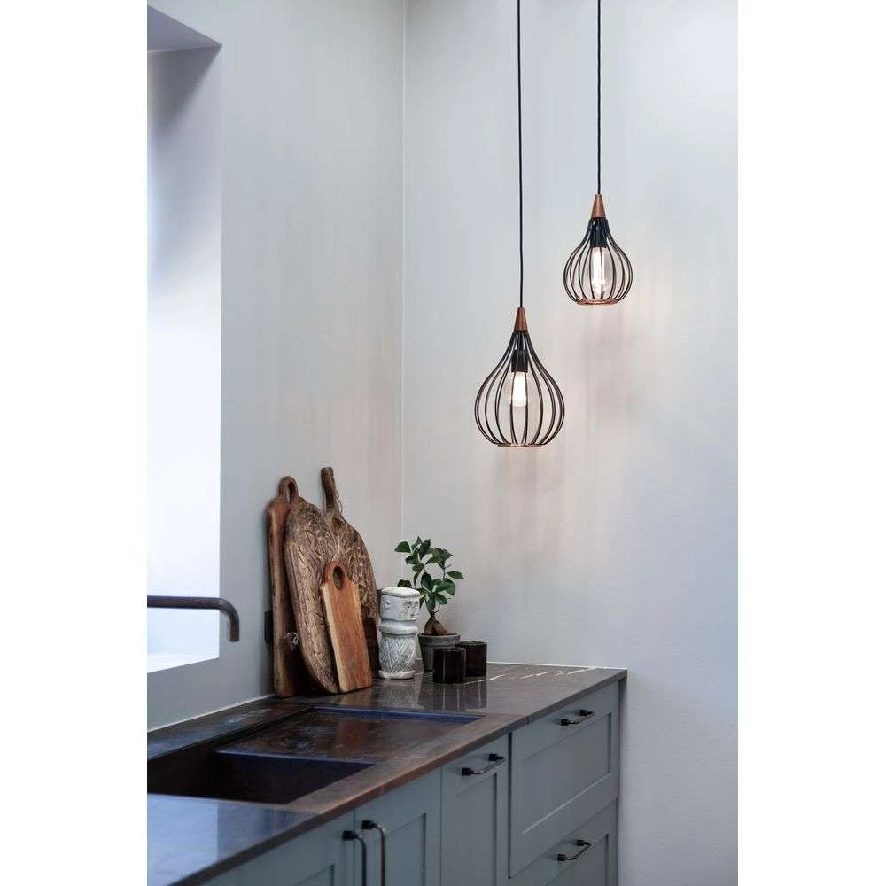 Drops Lámpara Colgante Ø23 Black/Dark Wood- Halo Design 3 Drops Lámpara Colgante Ø23 Black/Dark Wood- Halo Design - Imagen 3