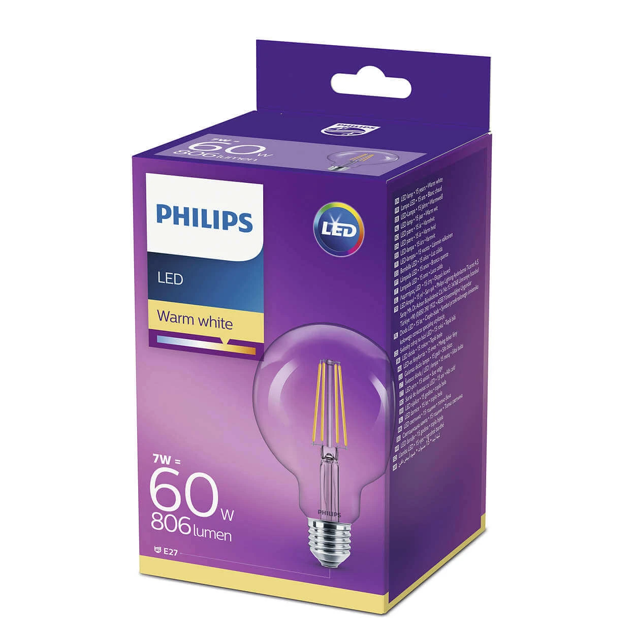 Bombilla LED 7W (806lm) Filamento Globe Ø93 E27 - Philips 2 Bombilla LED 7W (806lm) Filamento Globe Ø93 E27 - Philips - Imagen 2